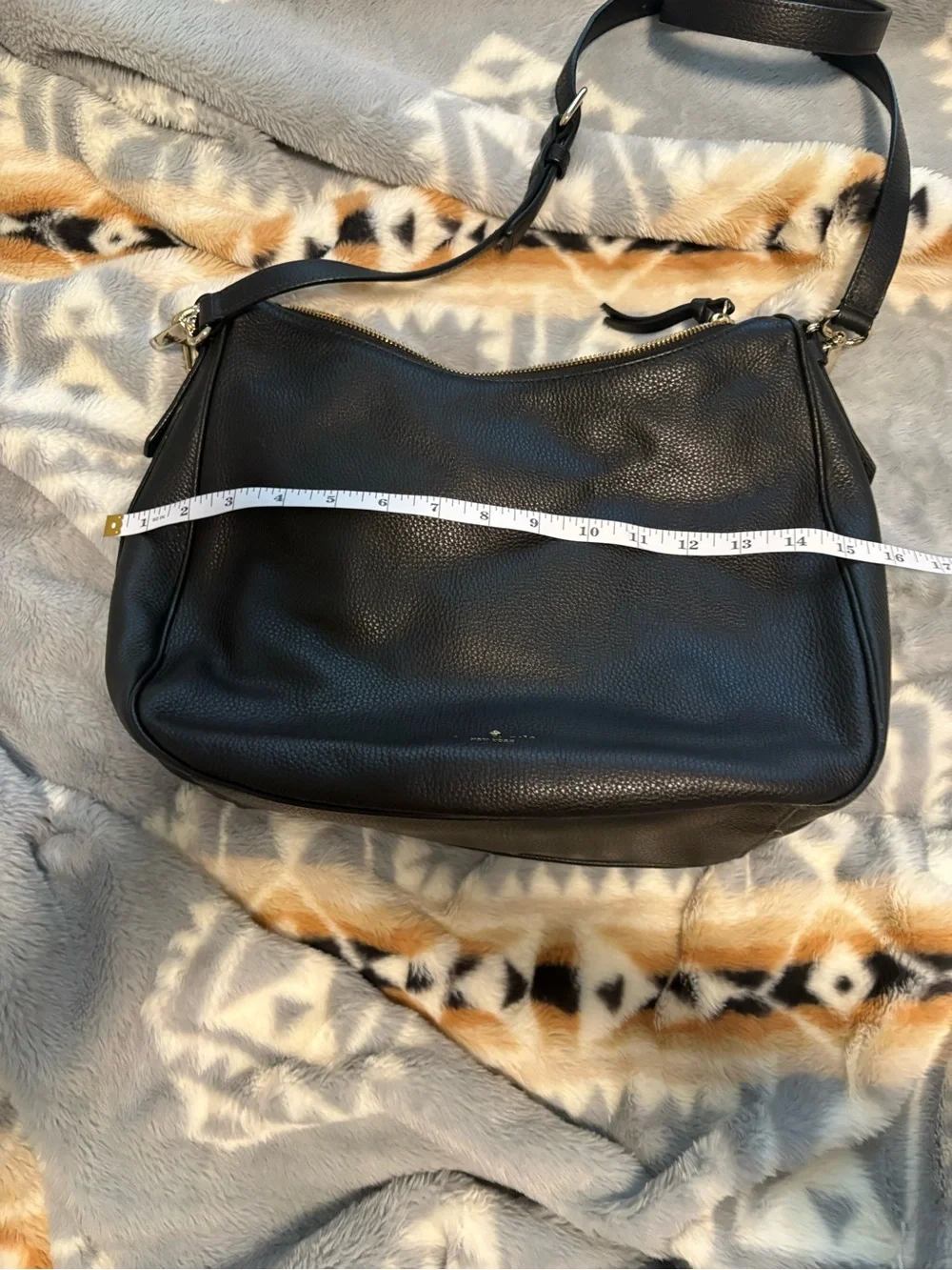 kate spade Black Pebbled Leather Shoulder Bag with Gold Hardware